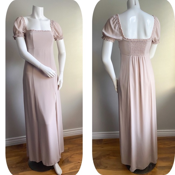 Show Me Your MuMu Brittany Maxi Dress Square Neck Blush Prom Bridesmaid Wedding - Picture 7 of 13